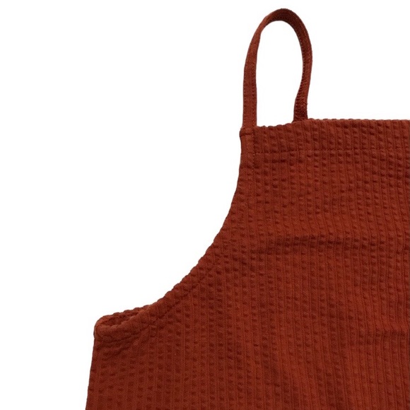 Madewell Seersucker Apron Tank Top Square Neck Crop Boxy Texture 90s Y2K Size XS - Picture 6 of 13